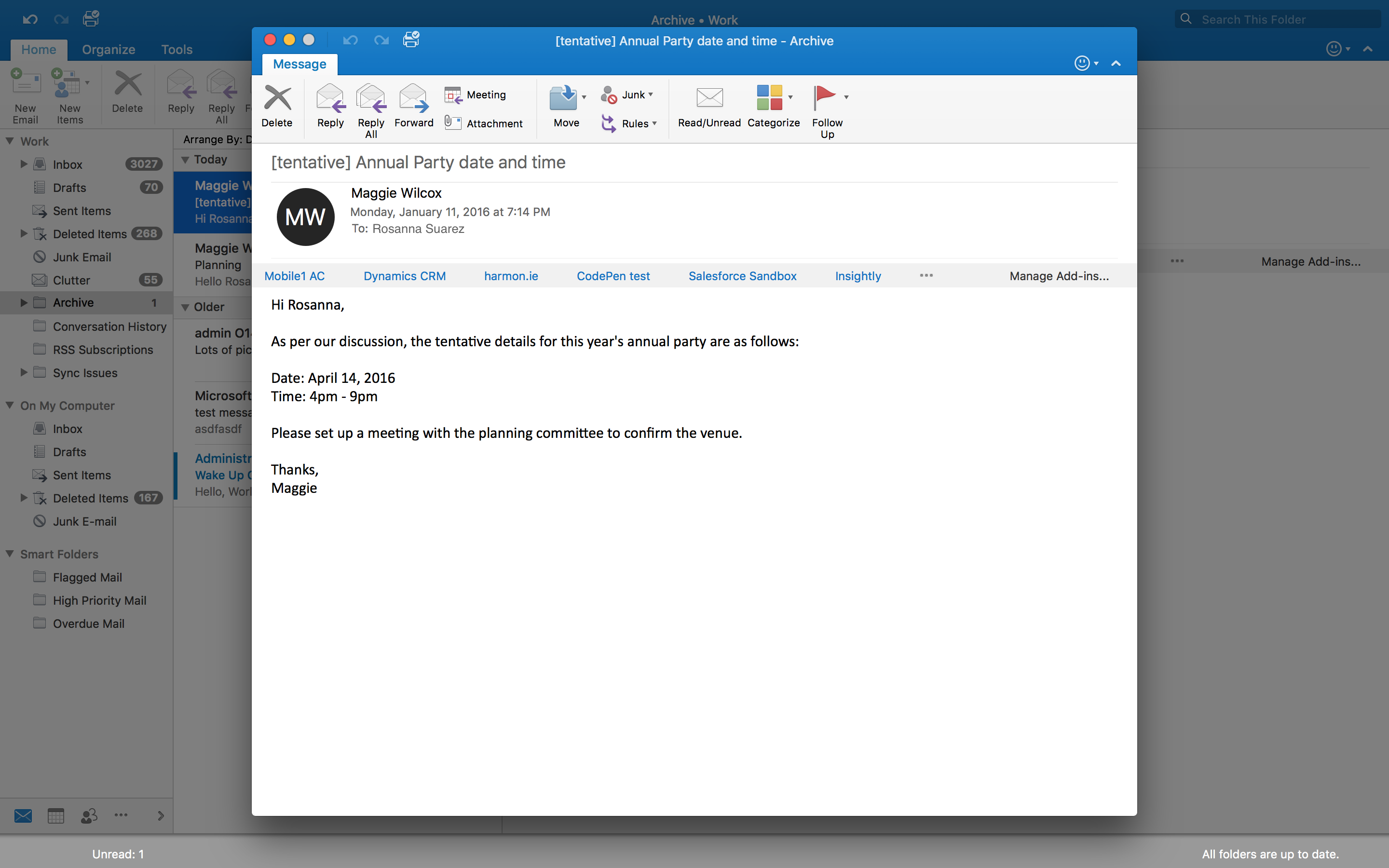 outlook for mac features for organizing email